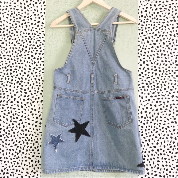 SOLD Denim Star Patchwork Overall Dress Pinafore - Picture 2 of 8